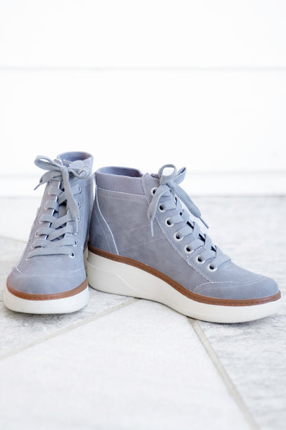 Blowfish Vegan Suede Lace Up Wedge Sneaker Boot with Side Zipper