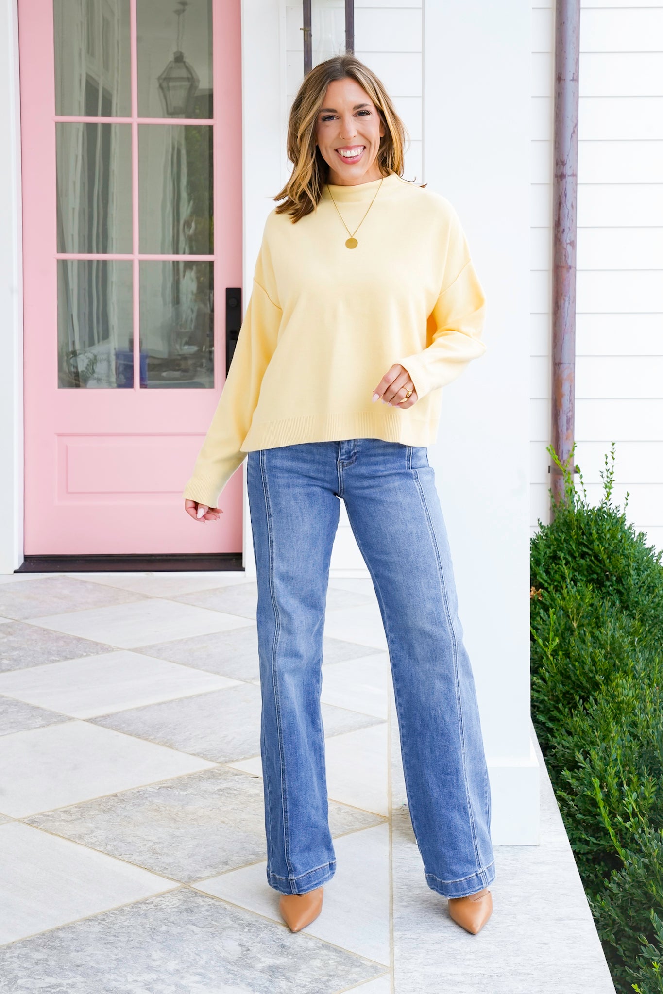 Long Sleeve Mock Neck Knit Sweater