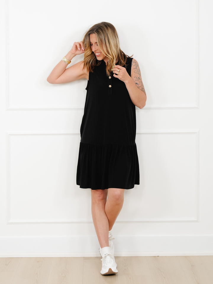 Door Buster! Plus/Reg Solid Color Sleeveless Ruffle Hem Dress - Freckled Poppy