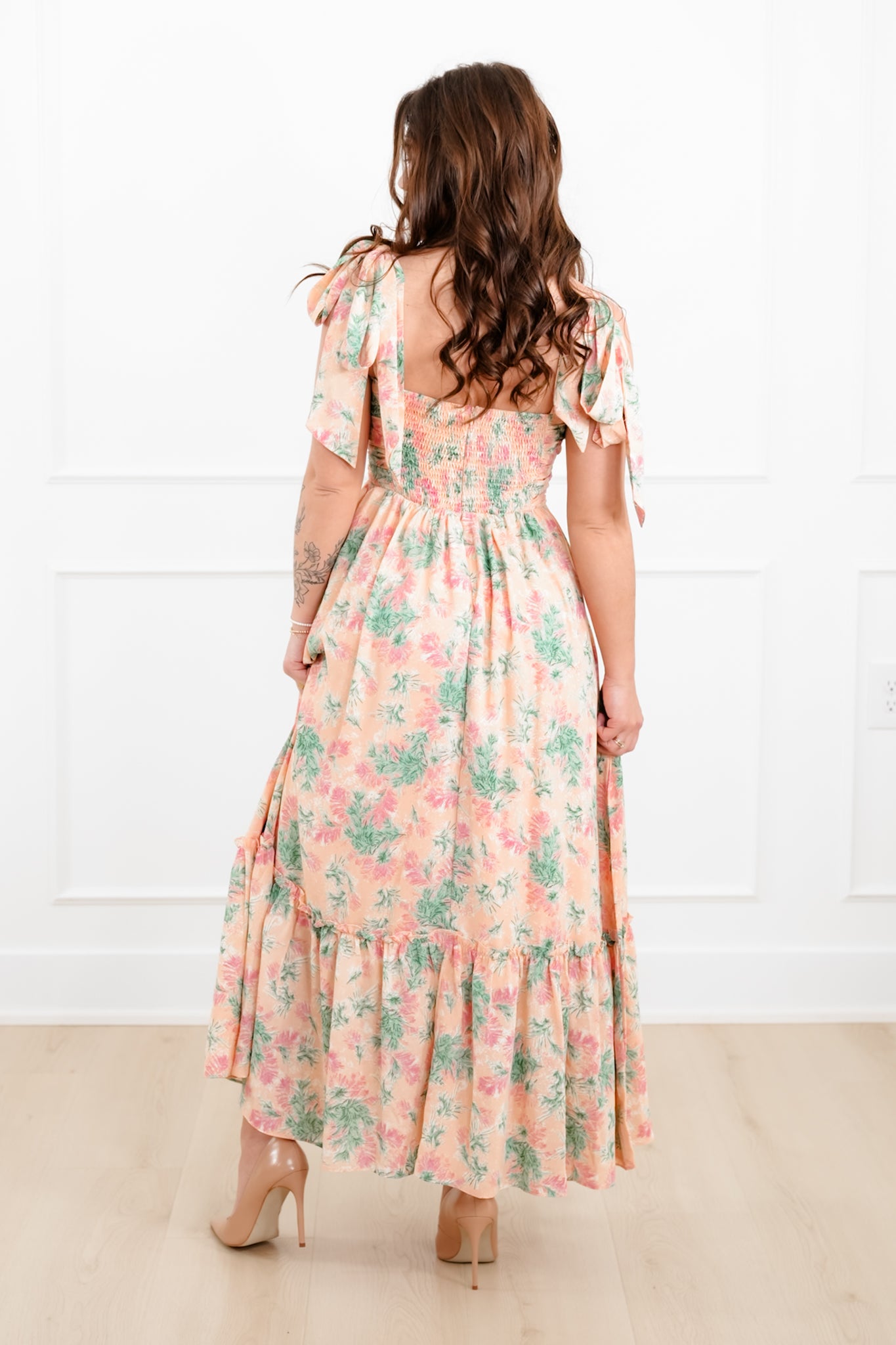 Floral Print Sleeveless Dress With Shoulder Tie Detail
