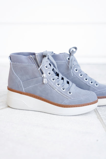 Blowfish Vegan Suede Lace Up Wedge Sneaker Boot with Side Zipper