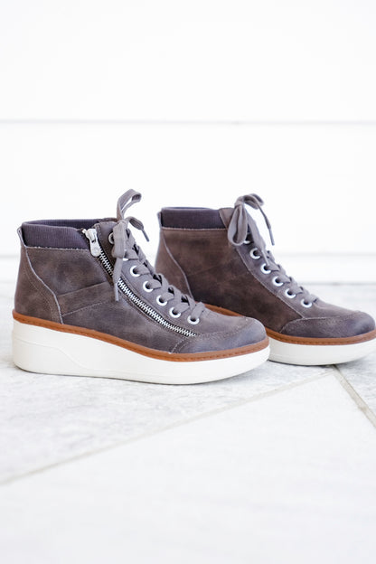 Blowfish Vegan Leather Lace Up Wedge Sneaker Boot with Side Zipper