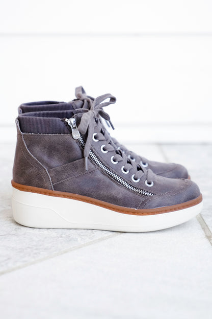 Blowfish Vegan Leather Lace Up Wedge Sneaker Boot with Side Zipper