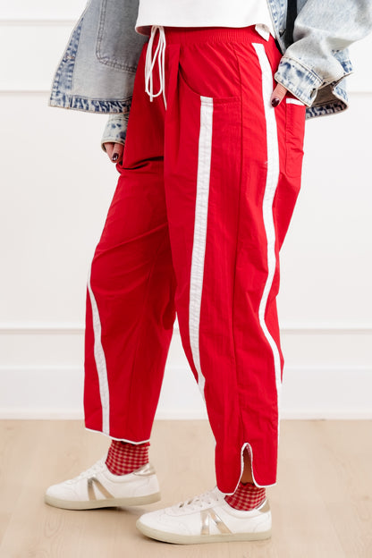 Plus/Reg High Waist Track Pants with Stripes