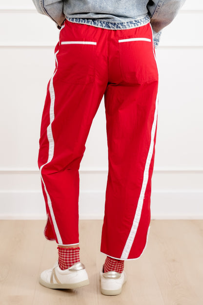 Plus/Reg High Waist Track Pants with Stripes