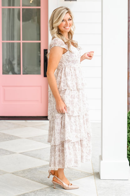 Floral Sleeveless Tiered Midi Dress