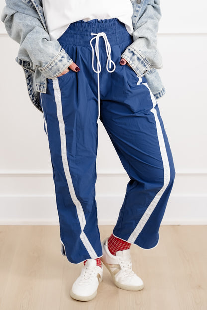 Plus/Reg High Waist Track Pants with Stripes