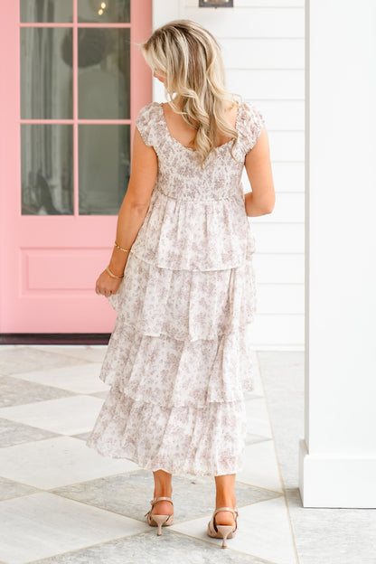 Floral Sleeveless Tiered Midi Dress