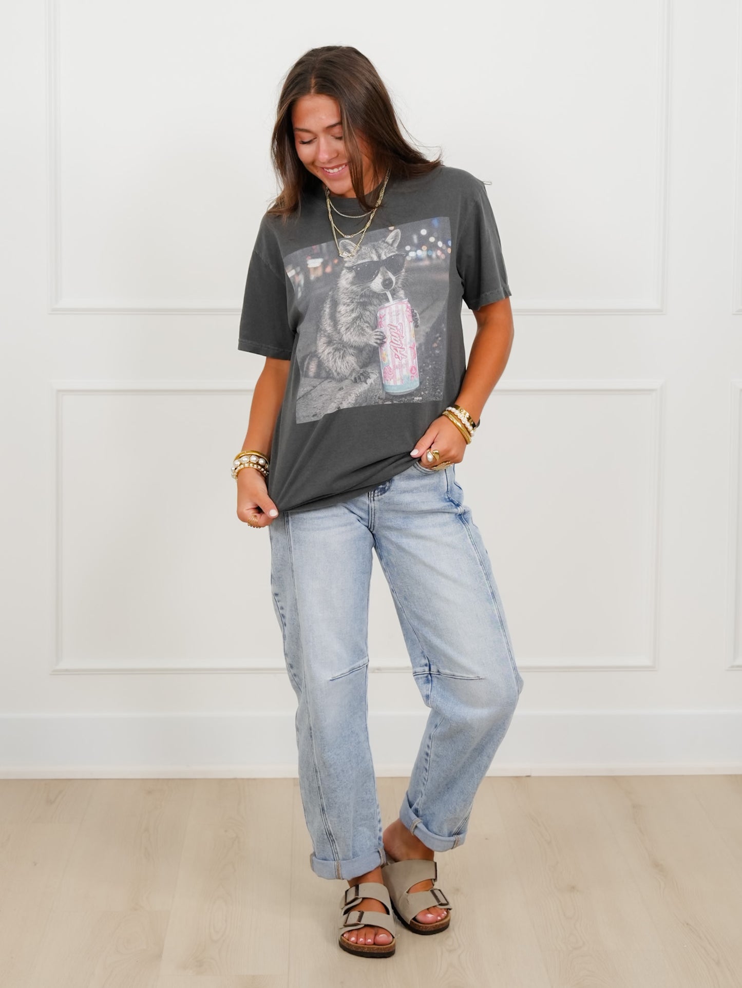 Plus/Reg Short Sleeve Raccoon Alani Graphic Tee