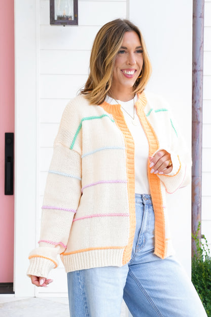 Multicolor Striped Cardigan Sweater