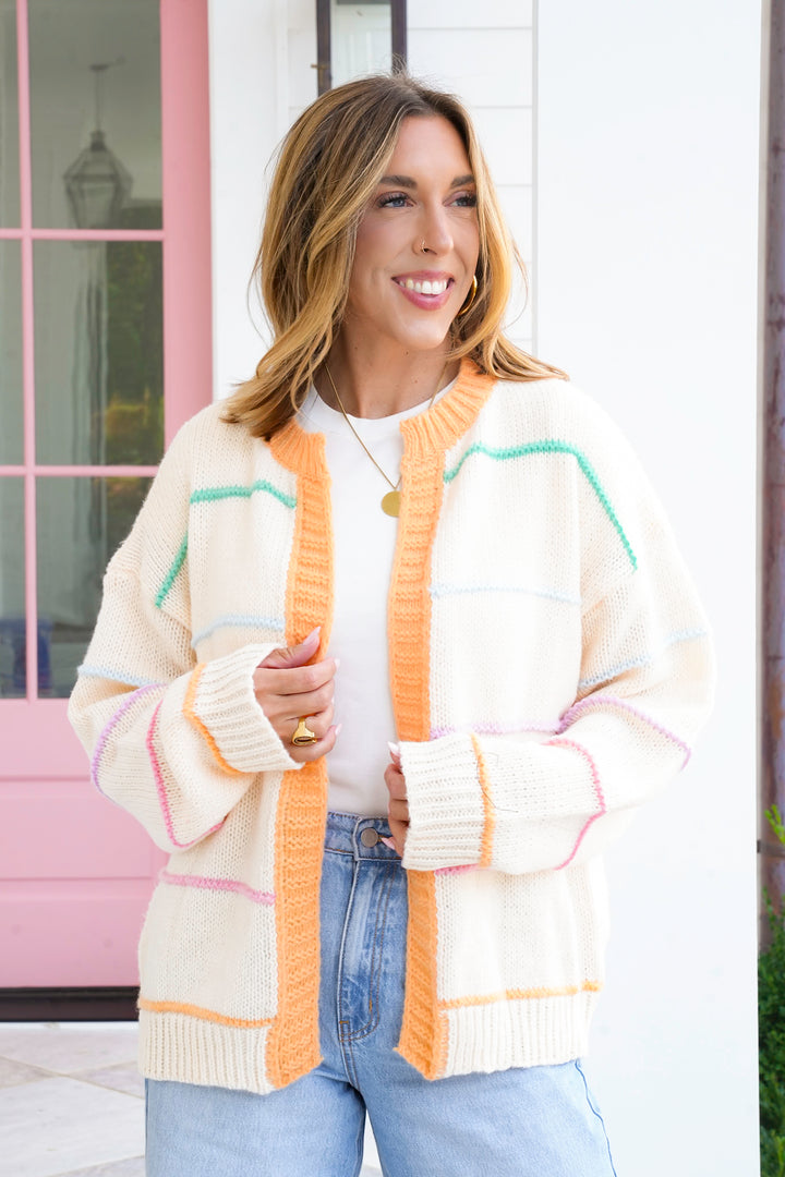 Multicolor Striped Cardigan Sweater