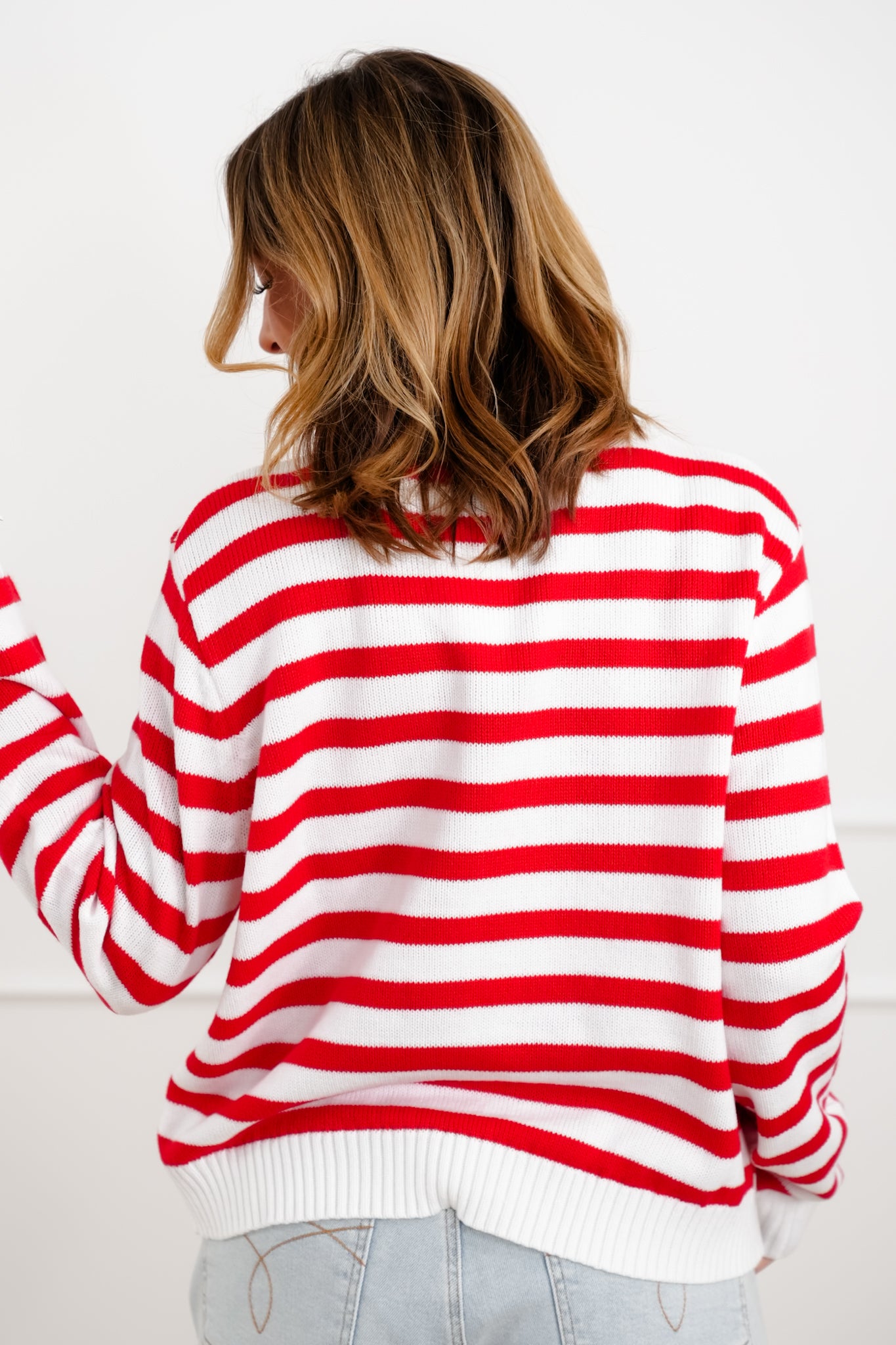 Stripe Long Sleeve Knit Crab Sweater