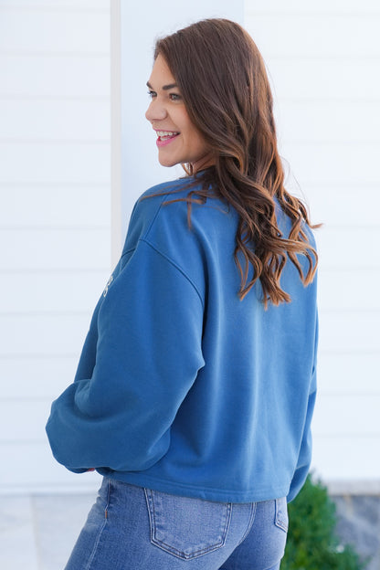 Long Sleeve Embroidered " Dog Walking Club" Pullover Sweatshirt