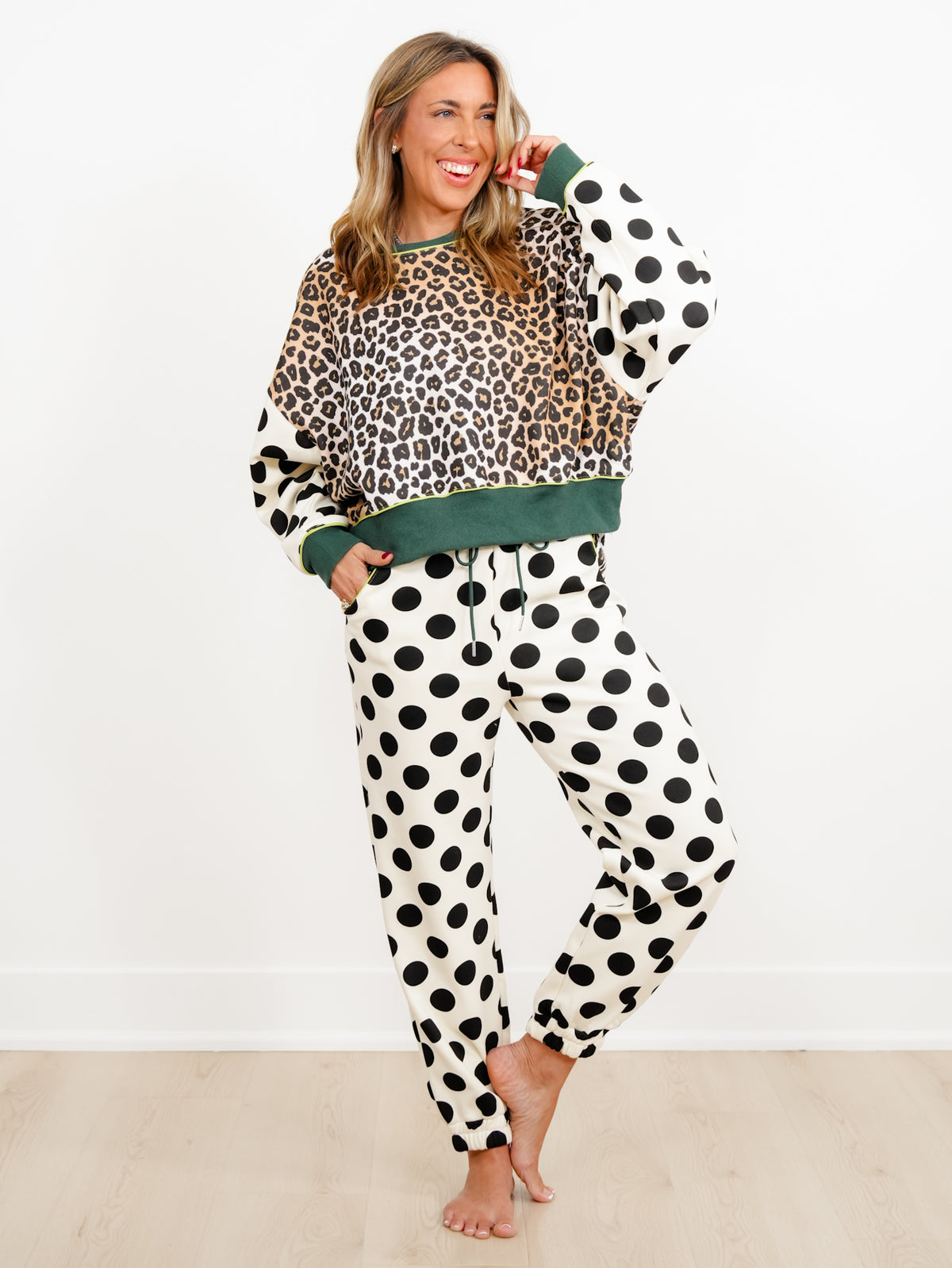 POPPY & PINE Leopard and Polka Dot Sweatpants