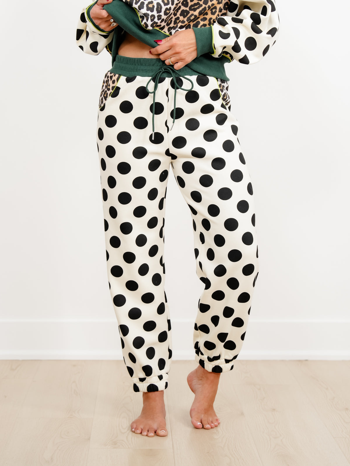 POPPY & PINE Leopard Polka Dot Sweatshirt and Pants Set - Freckled Poppy