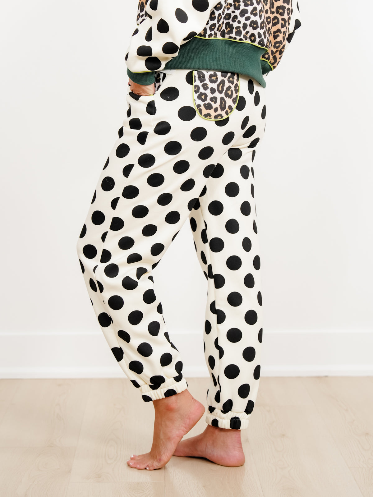 POPPY & PINE Leopard and Polka Dot Sweatpants