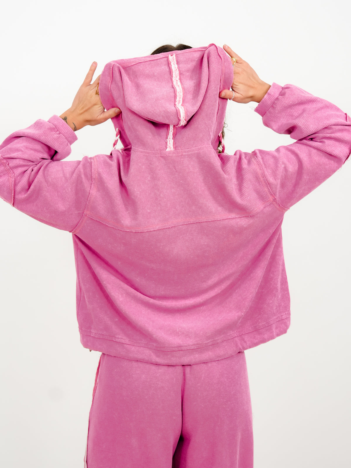 POL Thermal Long Sleeve Button Down Hooded Top