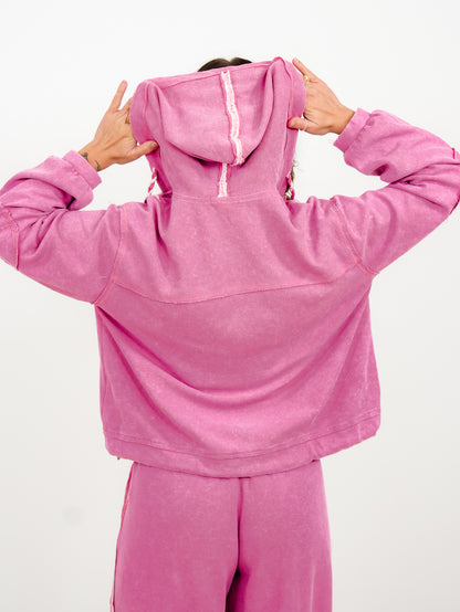 POL Thermal Long Sleeve Button Down Hooded Top