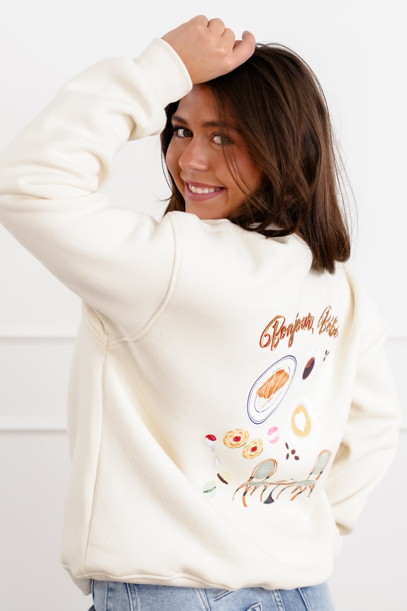 Long Sleeve "Bonjour Bebe" Pullover Sweatshirts