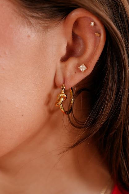 Restock! 18k Waterproof Non-Tarnish Stainless Steel Knot Hoops