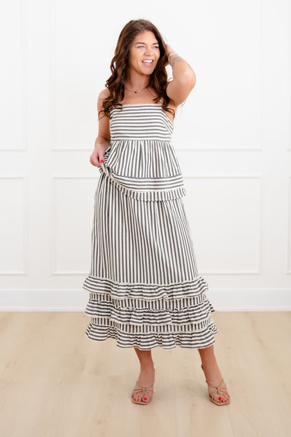 Stripe Sleeveless Top and Ruffled Skirt Set