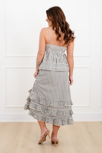 Stripe Sleeveless Top and Ruffled Skirt Set