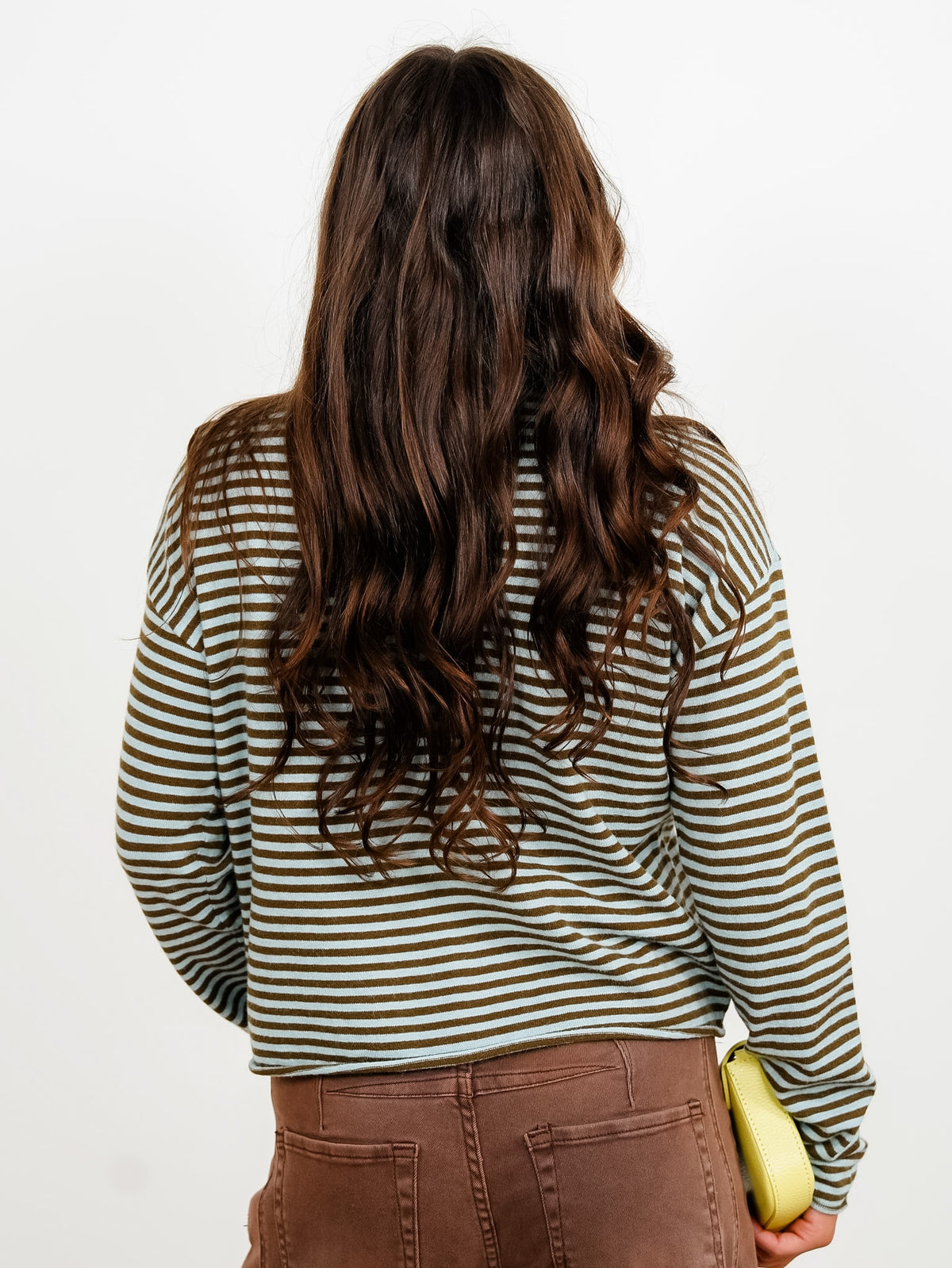Stripe Long Sleeve Button Down Cardigan with Rolled Hem - Freckled Poppy