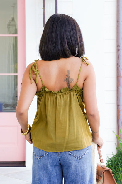 Eyelet Embroidery Sleeveless Button Down Top