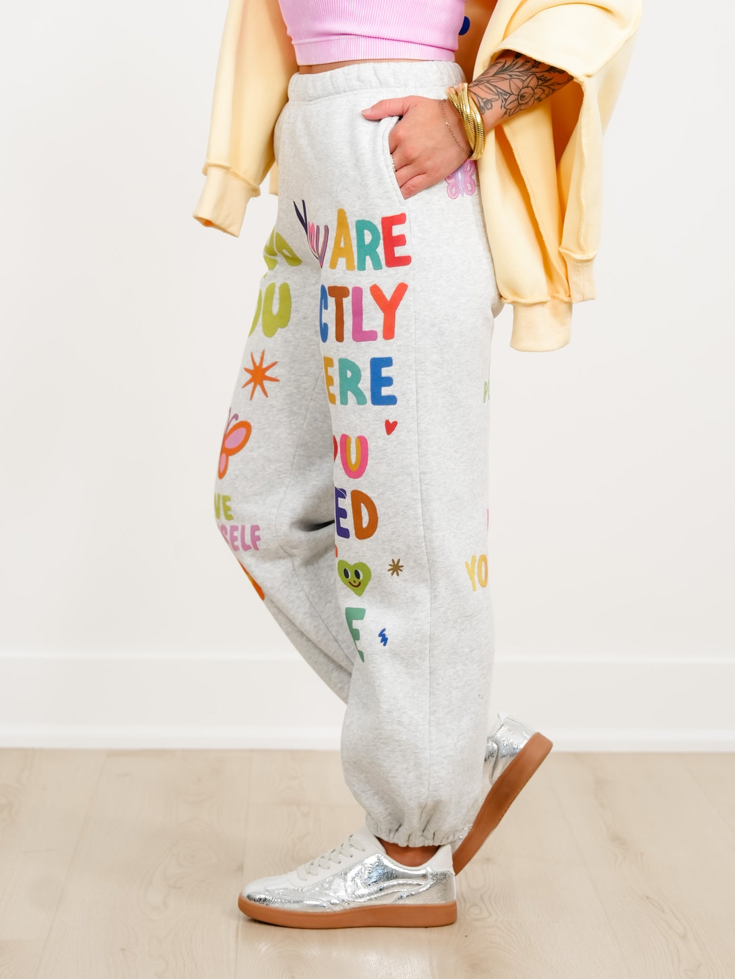 Motivational Graphic Elastic Waist Jogger Sweatpants