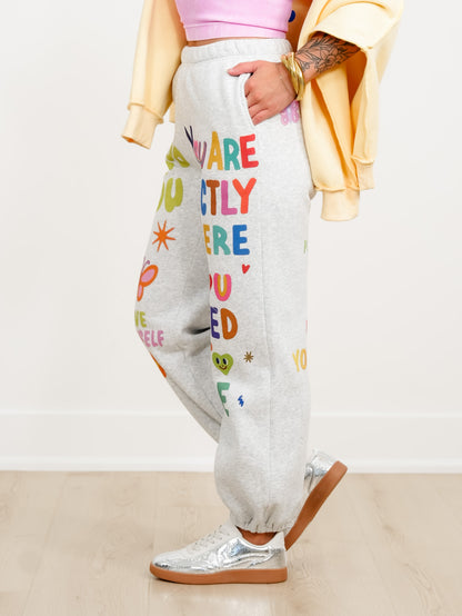 Motivational Graphic Elastic Waist Jogger Sweatpants
