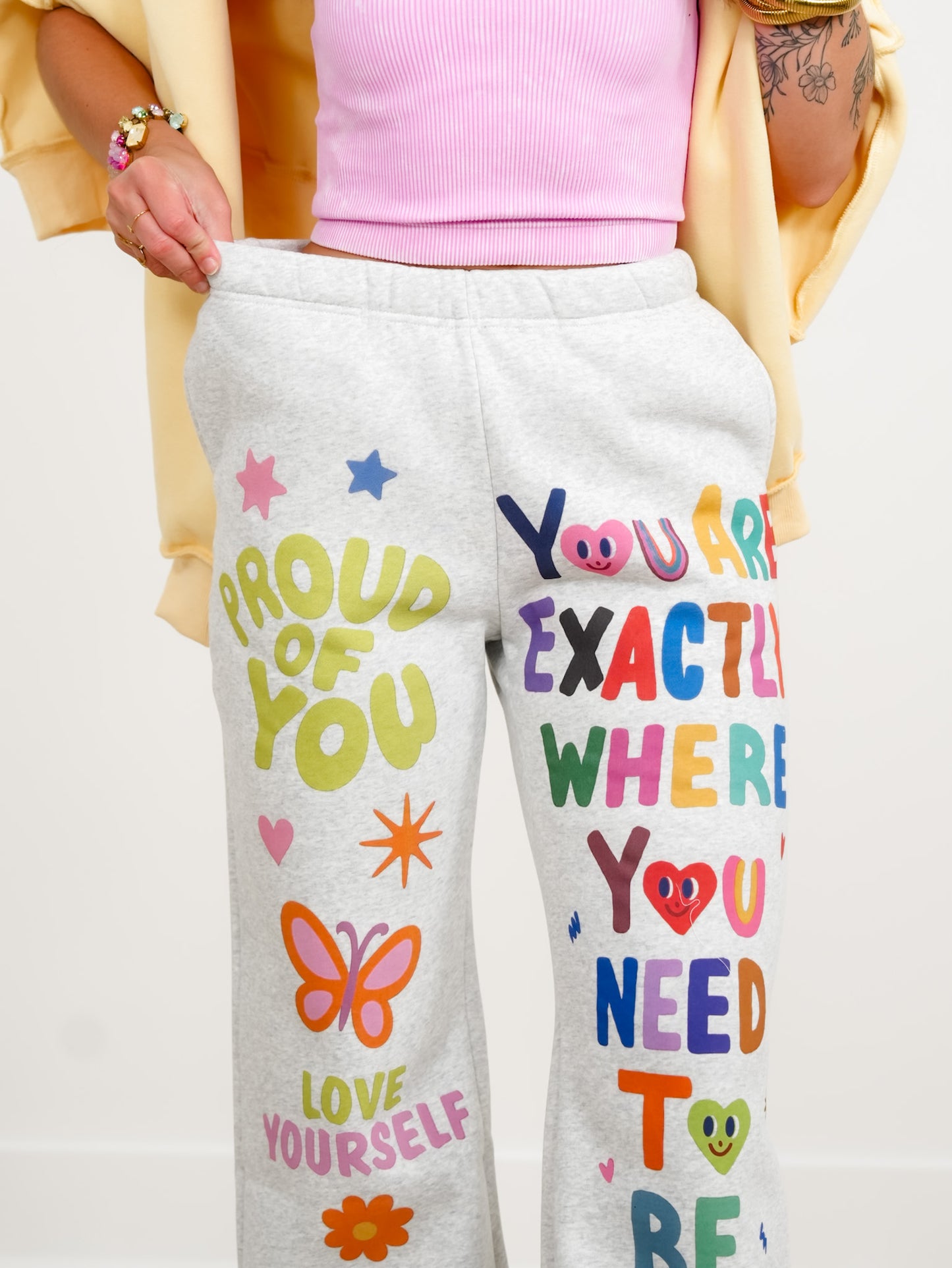 Motivational Graphic Elastic Waist Jogger Sweatpants