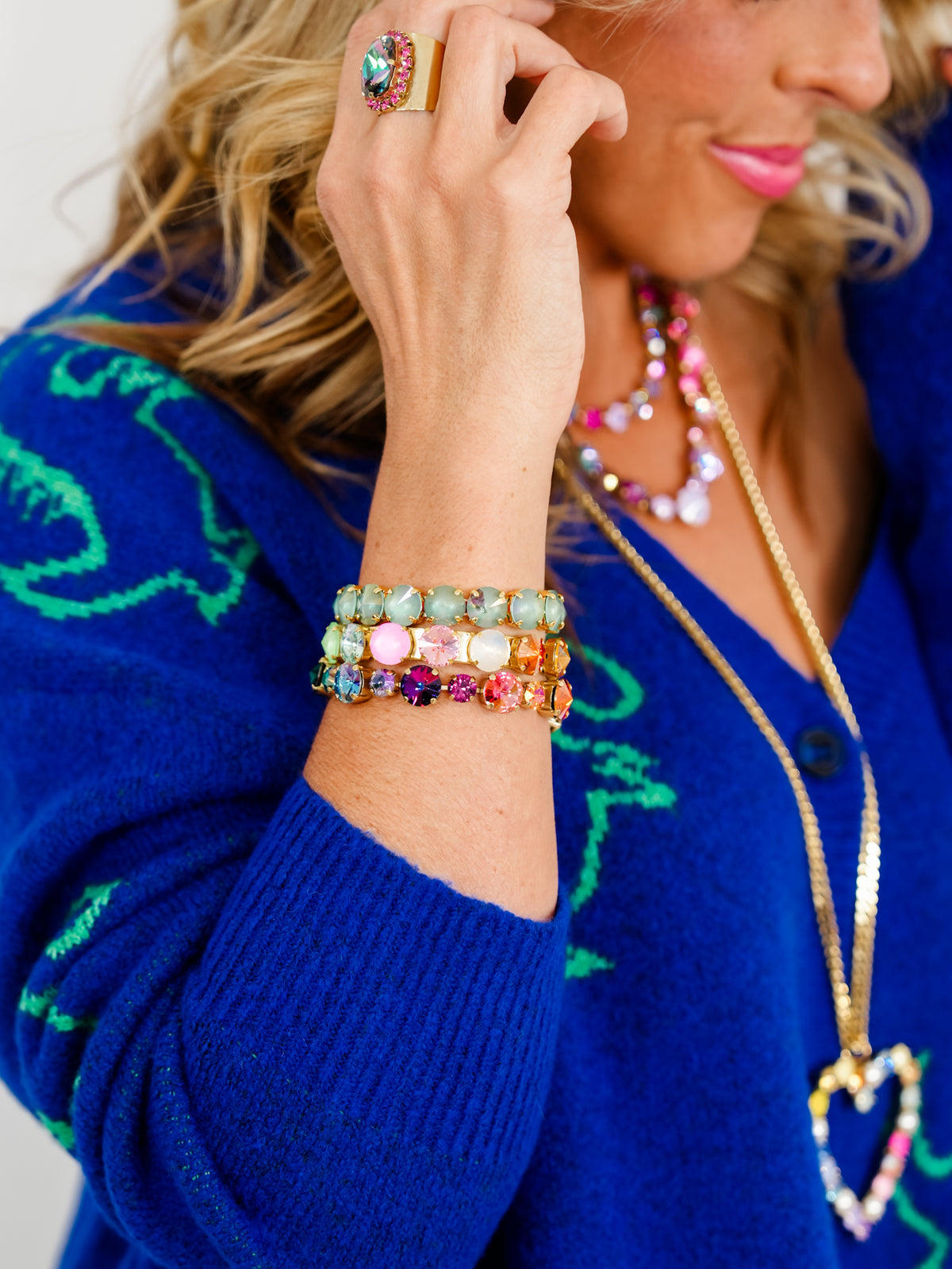 TOVA Jean Crystal Statement Link Bracelet