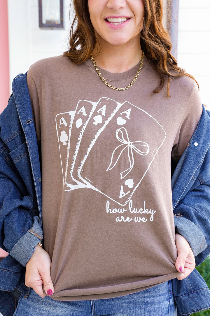 Plus/Reg Short Sleeve "How Lucky Are We" Graphic Tee