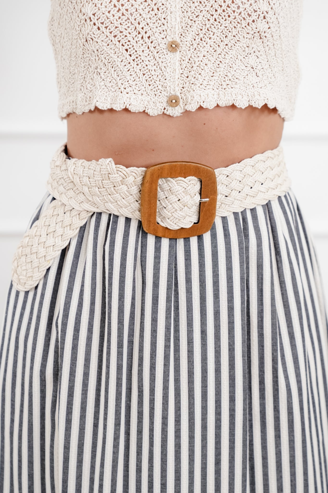 Woven Stretch Belt with Oversized Buckle