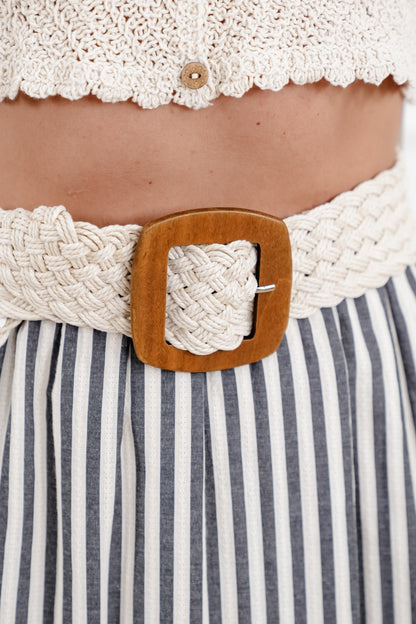Woven Stretch Belt with Oversized Buckle