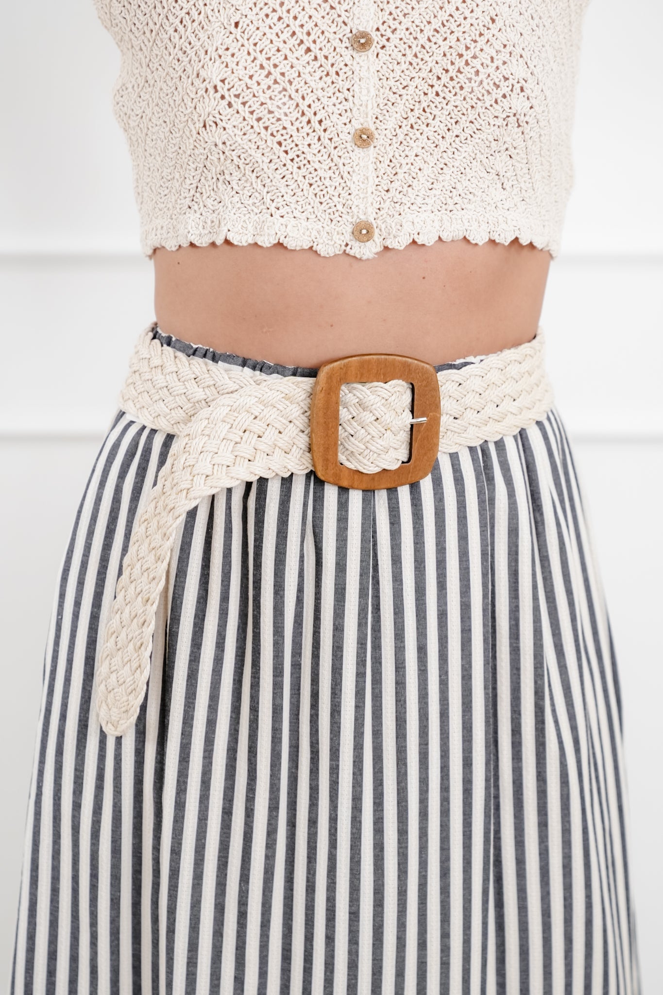 Woven Stretch Belt with Oversized Buckle