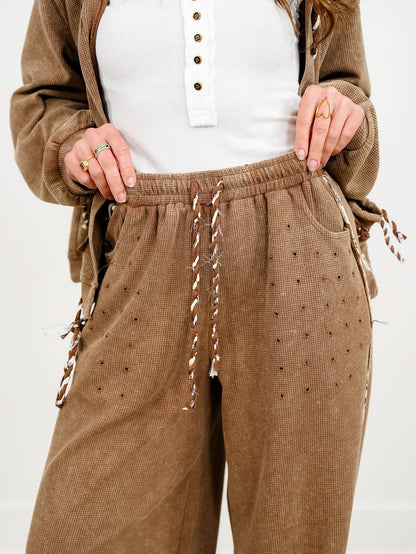 POL Thermal High Waist Jogger Pants with Side Stripes