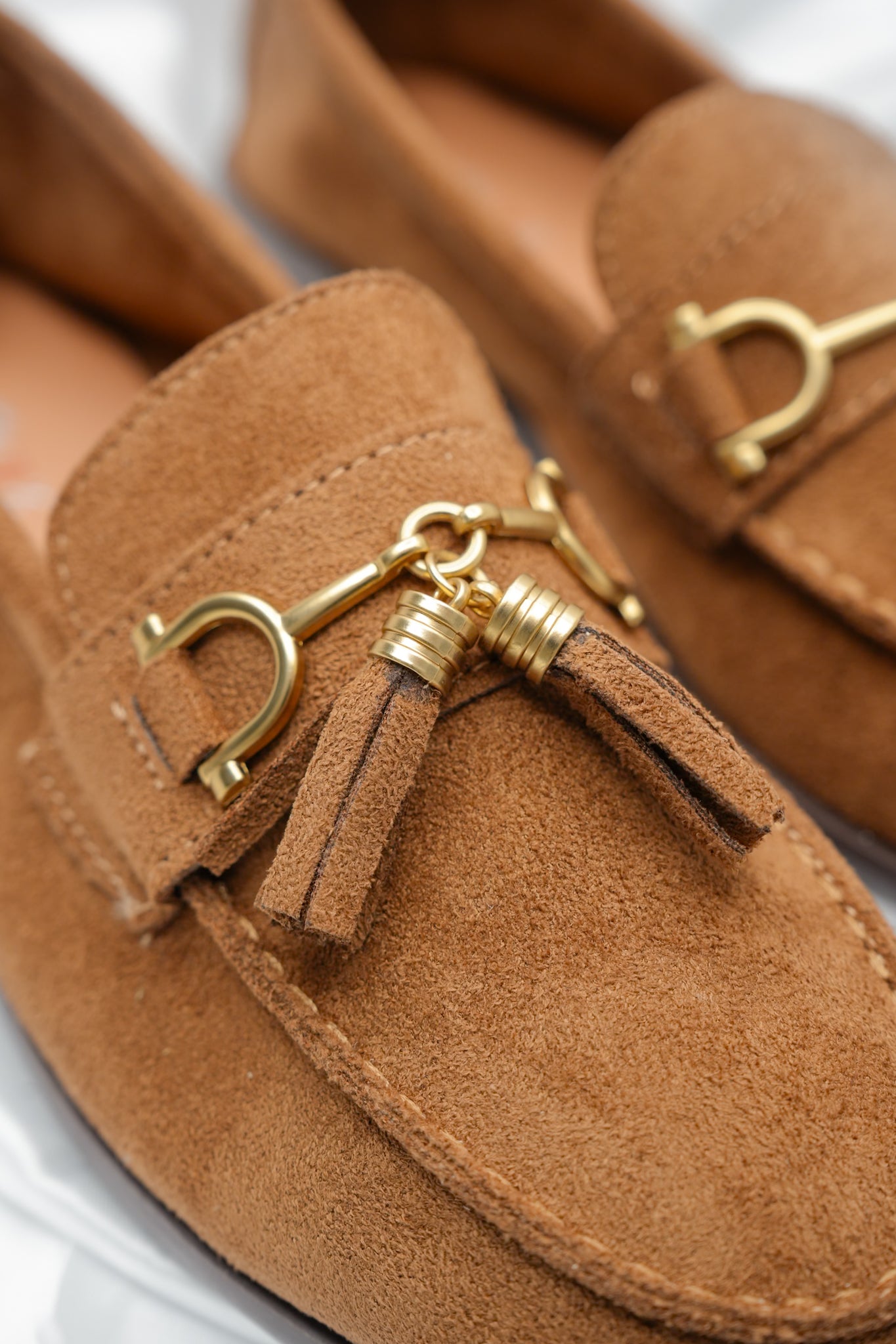 Vegan Suede Slip On Loafer with Tassel