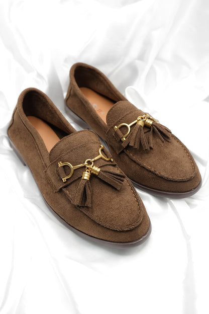 Vegan Suede Slip On Loafer with Tassel