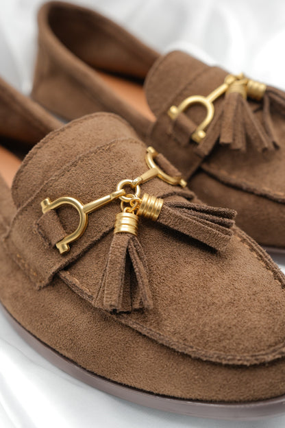 Vegan Suede Slip On Loafer with Tassel