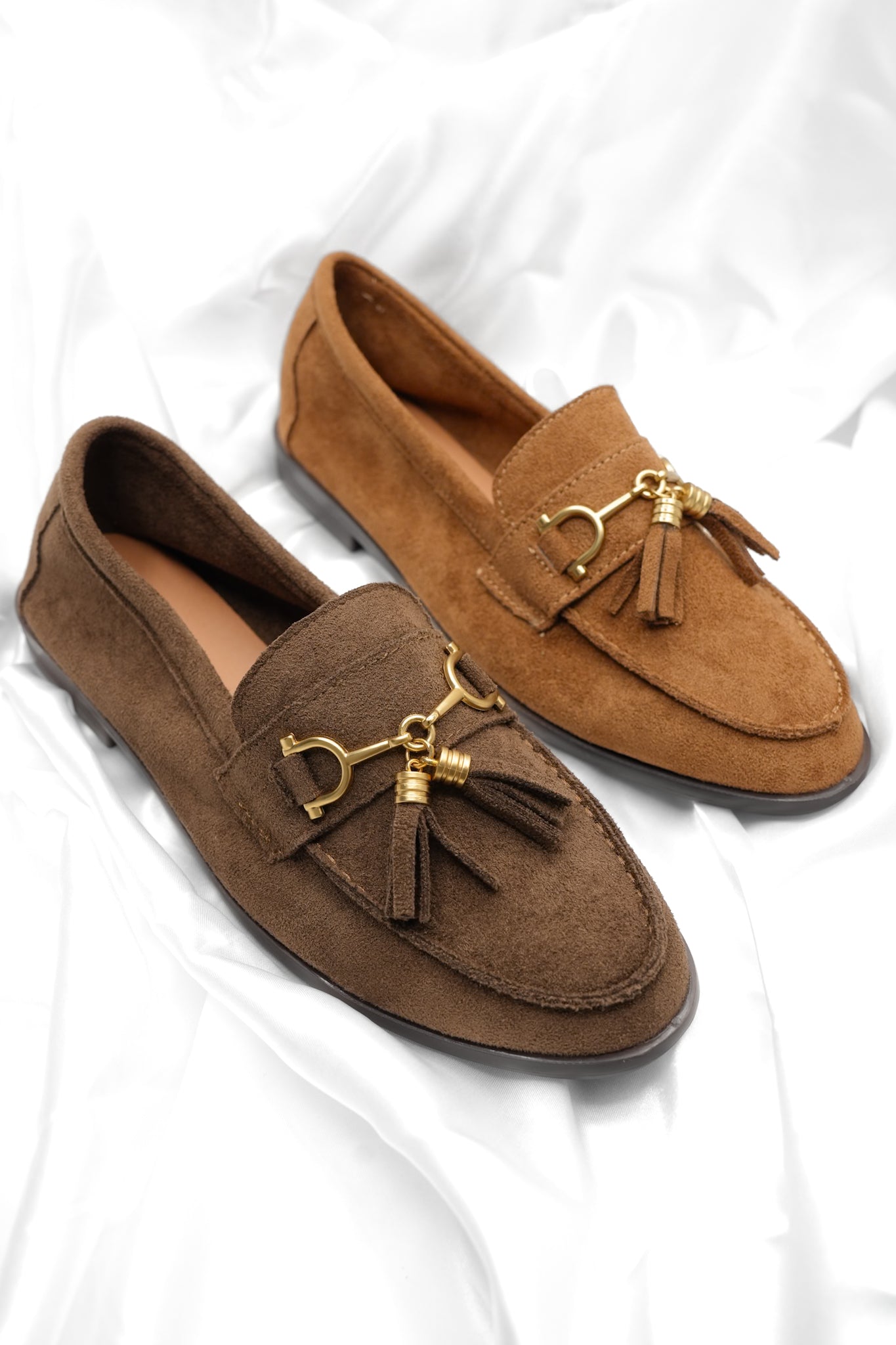 Vegan Suede Slip On Loafer with Tassel