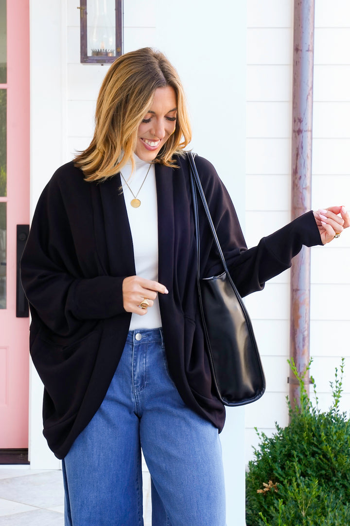 Plus/Reg Long Dolman Sleeve Shaw Cardigan