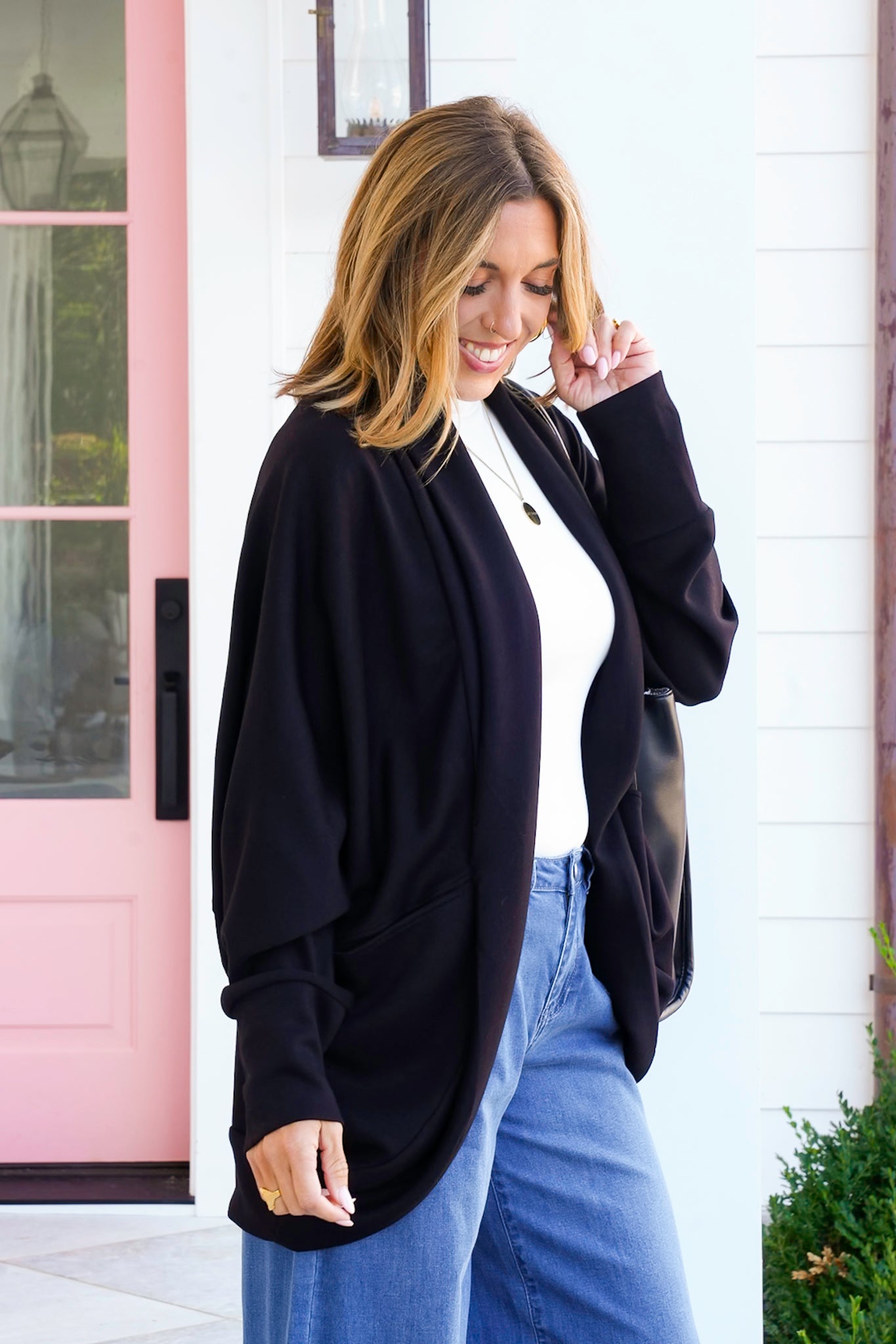 Plus/Reg Long Dolman Sleeve Shaw Cardigan