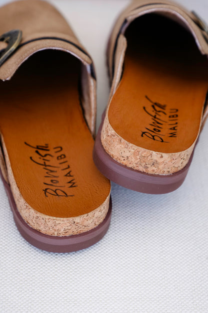 Blowfish Slip On Vegan Suede Mule Sandal with Oversized Buckle