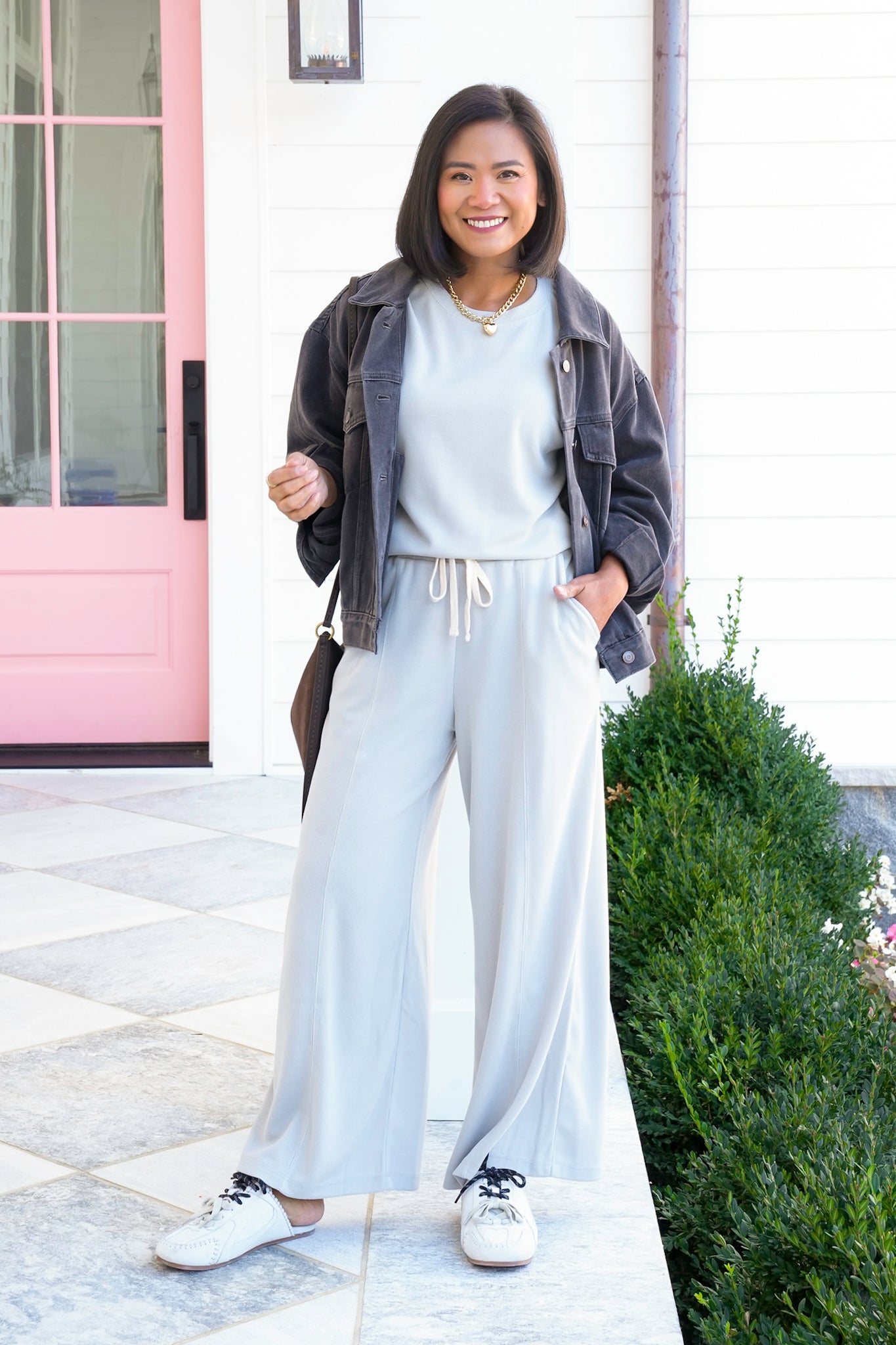 Waffle Knit Short Sleeve Top and Pants Set