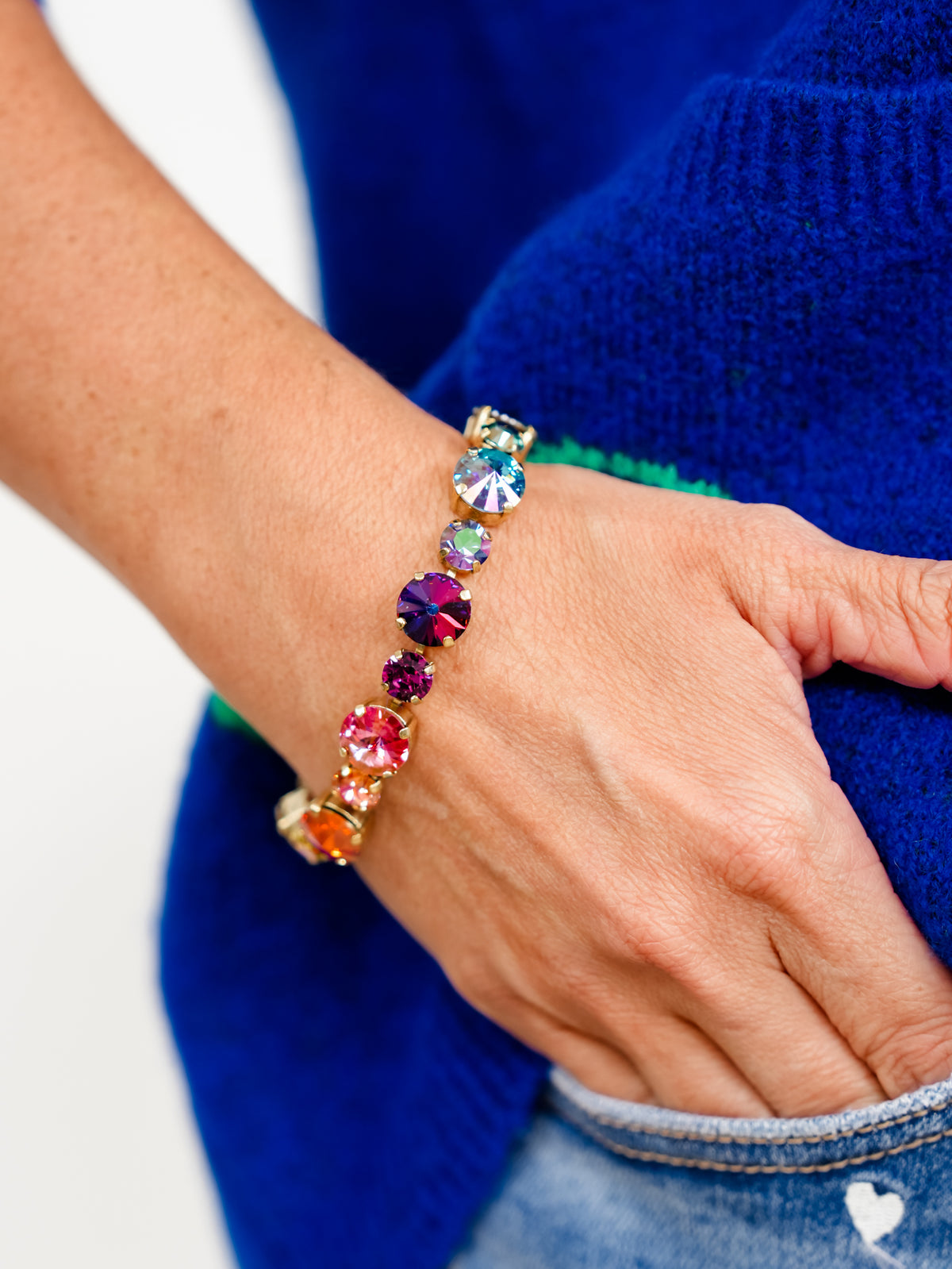 TOVA Jean Crystal Statement Link Bracelet