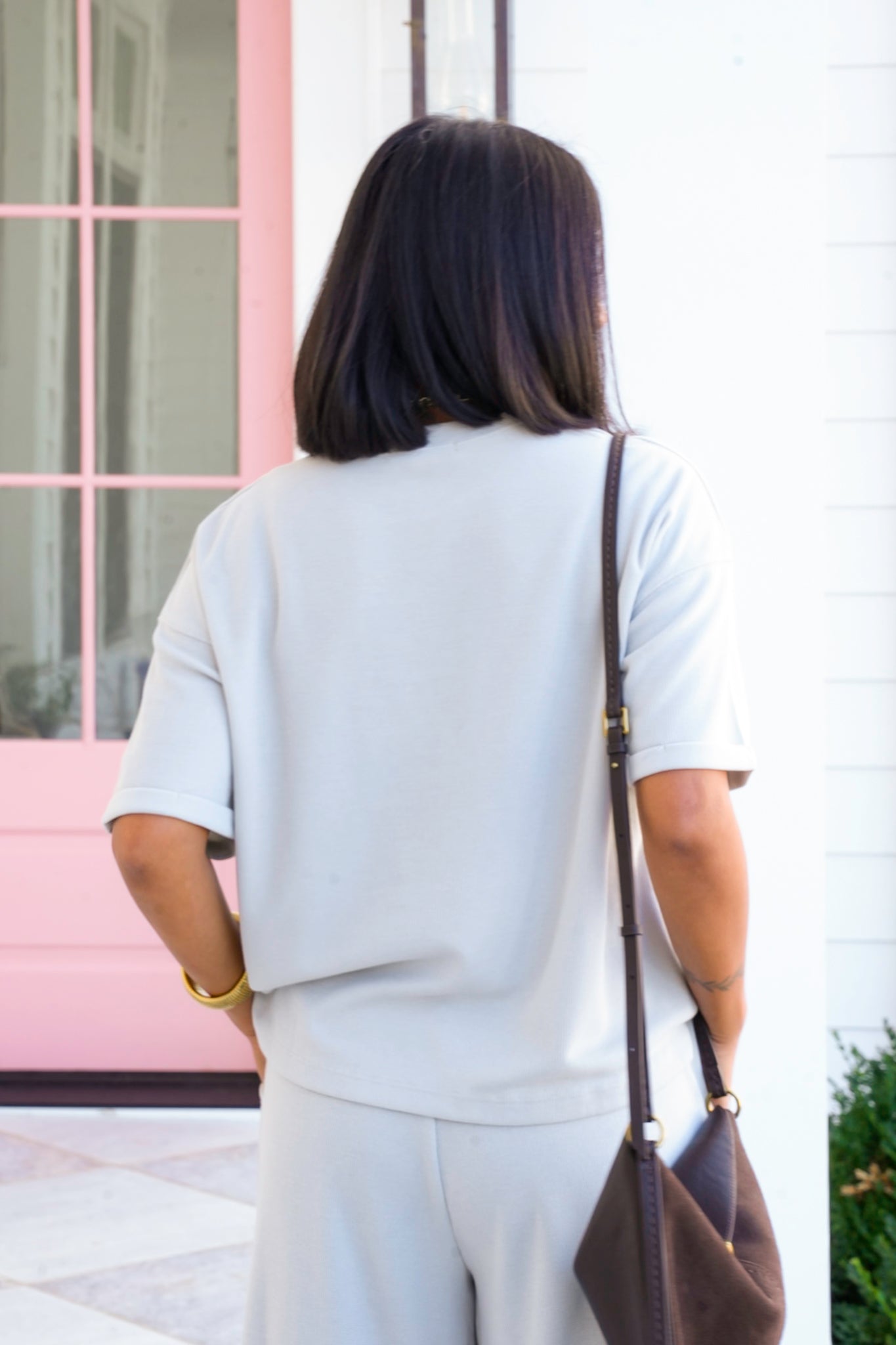 Waffle Knit Short Sleeve Top and Pants Set