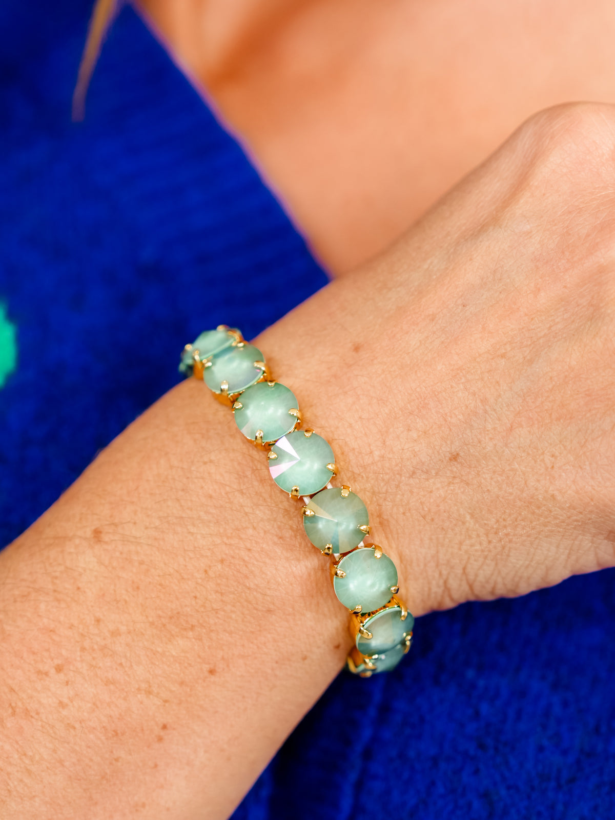 TOVA Croatia Crystal Stretch Bracelet in Soft Mint Ignite Starlight