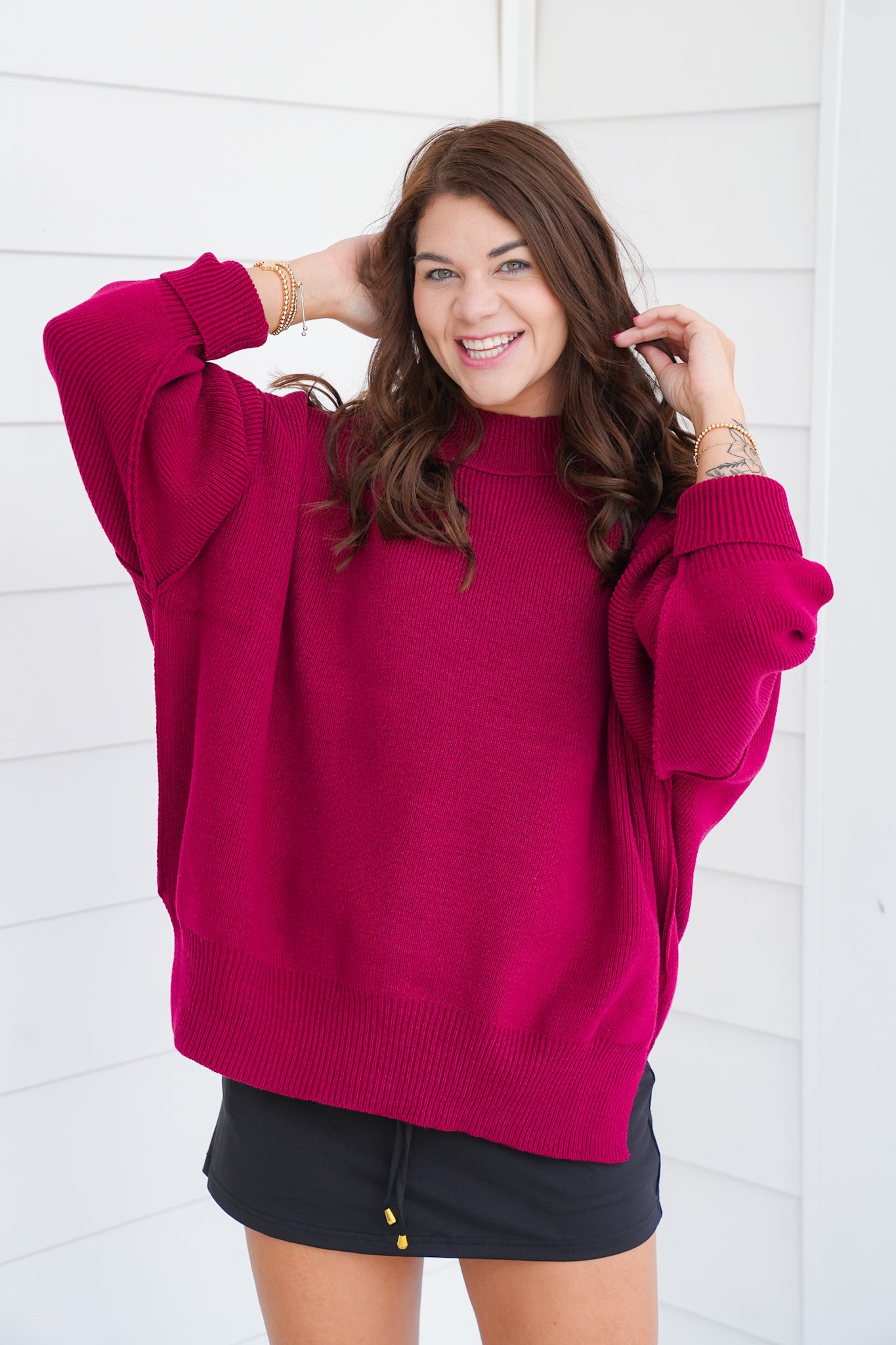 Door Buster! Zenana Side Slit Oversized Sweater – Freckled Poppy