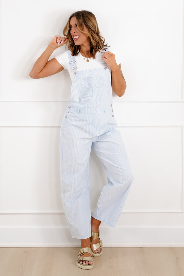 Pin Stripe Barrel Bib Overalls